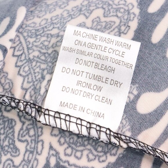 Ice Silk Women's 1X Navy Blue Paisley Polyester V-Neck Knee-Length Stretch Dress - Picture 9 of 10